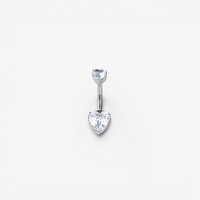 Titanium Belly Ring - Heart - Cubic Zirconia