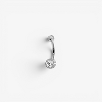 Titanium Double Jewelled Belly Ring Round Cubic Zirconia