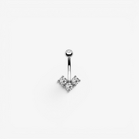 Titanium Double Jewelled Belly Ring V Cubic Zirconia