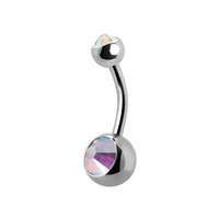 Titanium Double Jewelled Mini Belly Ring - 6mm Ball