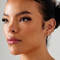 Titanium Pigtail Nose Stud - Claw Set Cubic Zirconia - 2mm