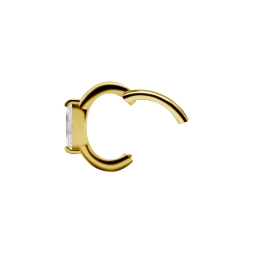 18K Gold Oval Rook Ring - Premium Zirconia 16 Gauge 5mm x 7mm