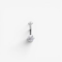 Surgical Steel Internal Thread Double Jewelled Belly Ring Pointed Premium Zirconia