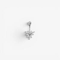 Surgical Steel Belly Ring - Cubic Zirconia Marquise 14 Gauge - 8mm