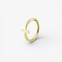 Gold Steel Conch Ring - Cross 16 Gauge - 11mm