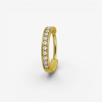Gold Steel Conch Ring - Single Row Cubic Zirconia 16 Gauge - 12mm