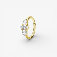 Gold Steel Conch Ring - Pear and Marquise Cubic Zirconia 16 Gauge - 12mm