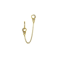 Gold Steel Hand Cuffs Chain Charm - Cubic Zirconia