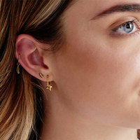 Gold Steel Star Jewellery Charm - Left Ear