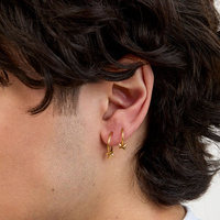Gold Steel Star Jewellery Charm - Right Ear