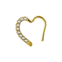 Gold Steel Hinged Heart Ring - Premium Zirconia