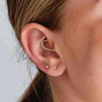 Gold Steel Heart Daith Ring