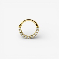Gold Steel Hinged Ring - Front Facing Premium Zirconia