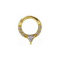 Gold Steel Hinged Clicker with Premium Zirconia Front Facing - Triangle