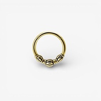 Gold Steel Hinged Ring - Vintage Beaded Design