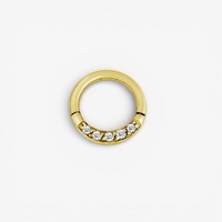 Gold Steel Septum Ring - Front Facing Cubic Zirconia 16 Gauge - 8mm