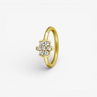 Gold Steel Hinged Ring - Cubic Zirconia Flower