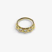 Gold Steel Oval Septum Ring Lotus Flower 16 Gauge - 6mm x 9mm