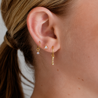 Gold Steel Ear Studs - Cubic Zirconia Triangle