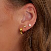 Gold Steel Huggies Hoop Earrings 20 Gauge - 9mm