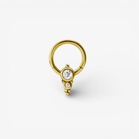 Gold Steel Septum Ring - Double Crystal