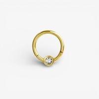 Gold Steel Septum Ring - Crystal