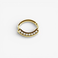 Gold Steel Septum Ring - Premium Zirconia 16 Gauge - 6mm
