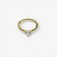 Gold Steel Septum Ring - Triangle Cubic Zirconia