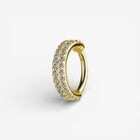 Gold Nickel Free Cobalt Chrome Hinged Ring Double Row - Premium Zirconia