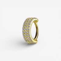 Gold Nickel Free Cobalt Chrome Hinged Ring Triple Row - Premium Zirconia