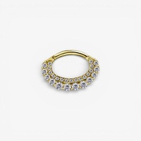 Gold Nickel Free Cobalt Chrome Hinged Ring - Front Facing Premium Zirconia