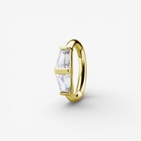 Gold Nickel Free Cobalt Chrome Oval Rook Ring - Premium Zirconia 16 Gauge 5mm x 7mm