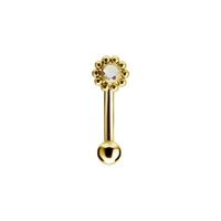 Gold Titanium Internal Thread Rook Bar- Premium Zirconia Ball Flower Cluster