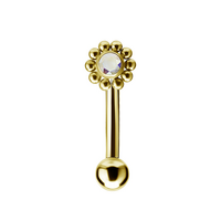 Gold Titanium Internal Thread Rook Bar- Premium Zirconia Ball Flower Cluster