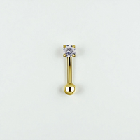 Gold Titanium Internal Thread Rook Bar - Premium Zirconia Round