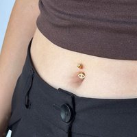 Gold Titanium Double Jewelled Belly Ring Evil Eye Cubic Zirconia
