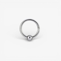 Surgical Steel Hinged Ring with Ball