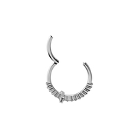 Surgical Steel Hinged Conch Ring - Premium Zirconia Cross 16 Gauge - 12mm