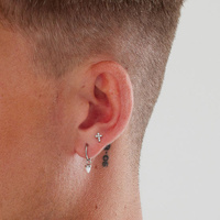 Surgical Steel Spike Charm - Lab Created White Opal