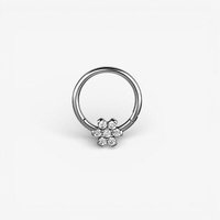 Surgical Steel Septum Ring - Front Facing Premium Zirconia Flower