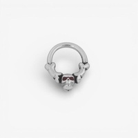 Surgical Steel Hinged Ring - Skull and Bone