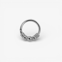 Surgical Steel Hinged Ring - 3 Balls