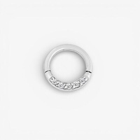 Surgical Steel Septum Ring - Front Facing Cubic Zirconia 16 Gauge - 8mm