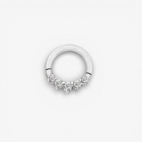 Surgical Steel Septum Ring - Front Facing Crown Cubic Zirconia 16 Gauge - 8mm