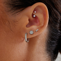 Surgical Steel Internal Thread Rook Bar - Premium Zirconia Round 16 Gauge - 7mm