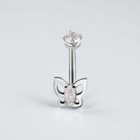 Surgical Steel Internal Thread Rook Bar - Premium Zirconia Butterfly 16 Gauge - 7mm