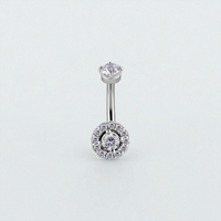 Surgical Steel Internal Thread Rook Bar - Premium Zirconia Halo 16 Gauge - 7mm
