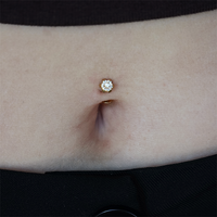 Gold Titanium Threadless Attachment - Cubic Zirconia Flower