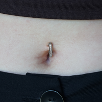 Titanium Belly 'D' Ring - Square Set Cubic Zirconia - 14 Gauge - 12mm
