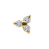 Gold Steel - Premium Zirconia - Trinity - 4mm Threadless Attachment